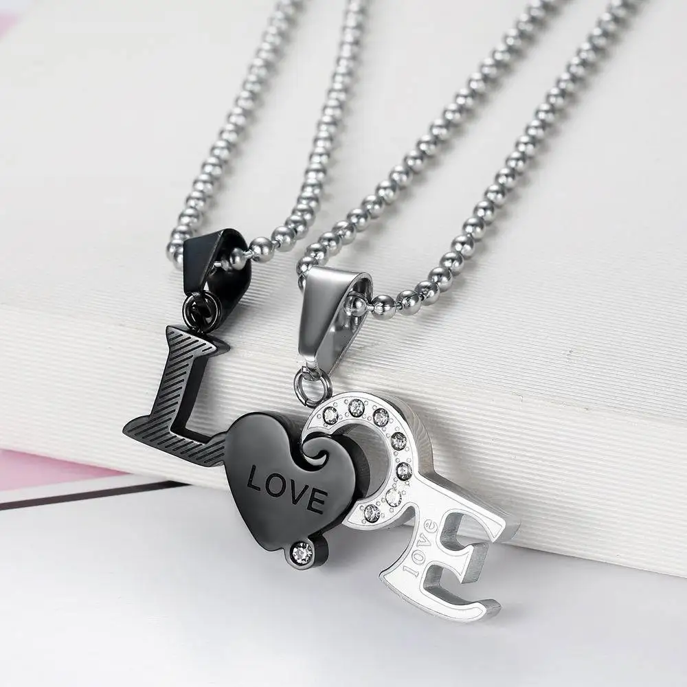 

LOOKER High Quality Stainless Steel Women Christmas Gift Love Letter Pendant Necklace Friendship Jewelry Best Friends Foreve