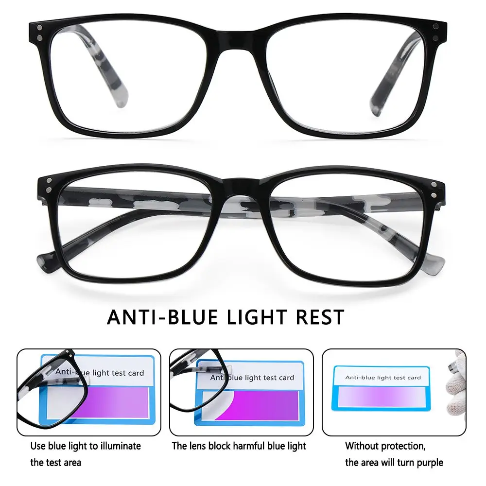 

2021 1 PCS Anti Eyestrain Reading Glasses Blue Light Blocking Retro Print Design Computer Eyeglasses Spring Hinge Readers