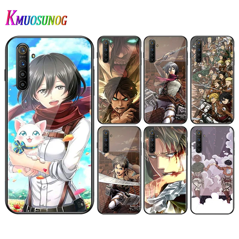 

For OPPO A5 A9 2020 F7 Phone Cover Anime attack on Titan for OPPO Reno 2 Z 2Z 2F 3 4 Pro 5G Bright Black Phone Case