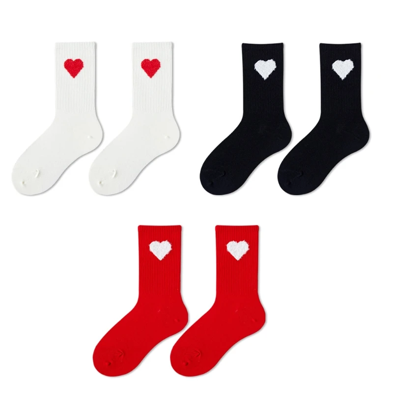 

2022 New Novelty Harajuku Women Crew Socks Solid Color Sweet Love Heart Print Casual Soft Cotton Sneaker Short Ankle Hosiery