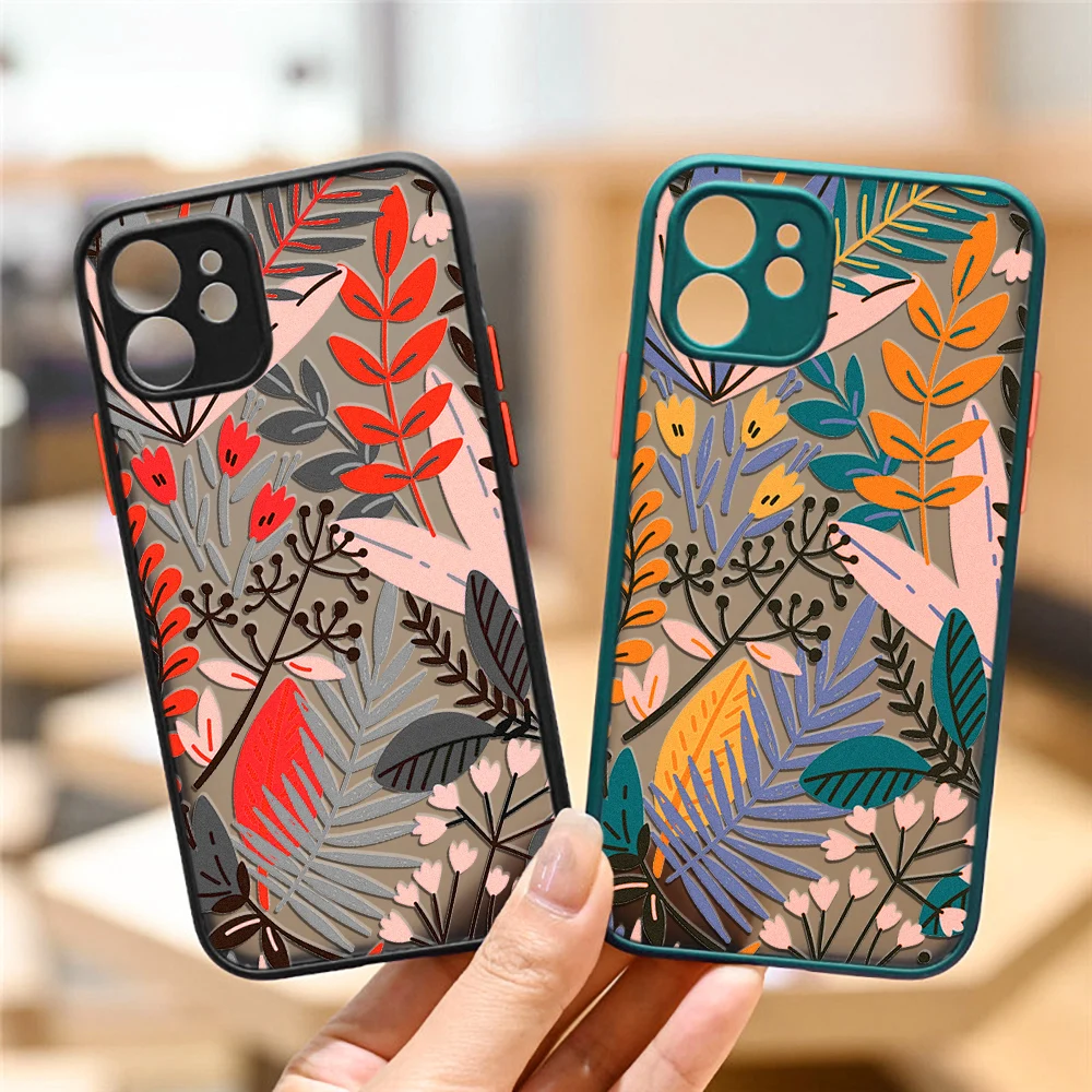 

Floral flower Hand Painted case for iphone 11 12 13 pro max mini 6 6s 7 8 plus X XS XR Camera protection shockproof new cases