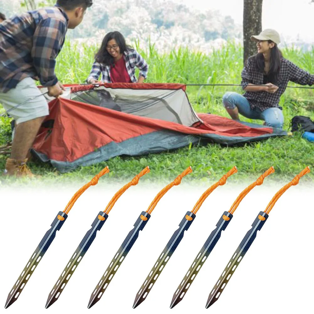 

6Pcs Ultra Light Tent Pegs 16cm Aluminum Alloy Camping Tent Nail Ground Support Nails Peg Screw Outdoor Hiking Accessories