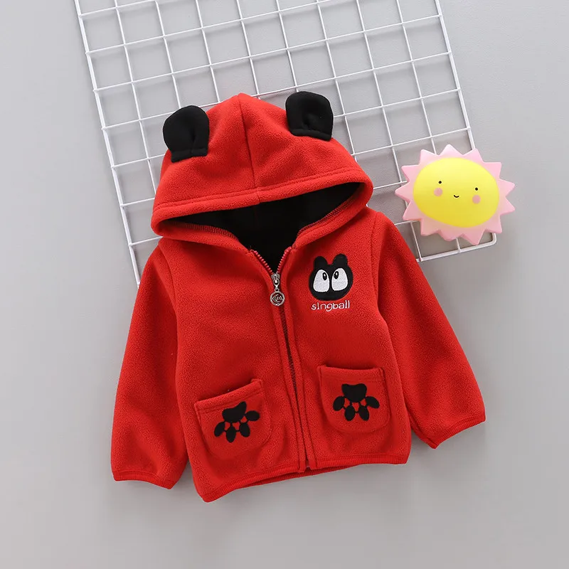 Зима осень 2020 детская теплая одежда удобное флисовое пальто кораллового цвета