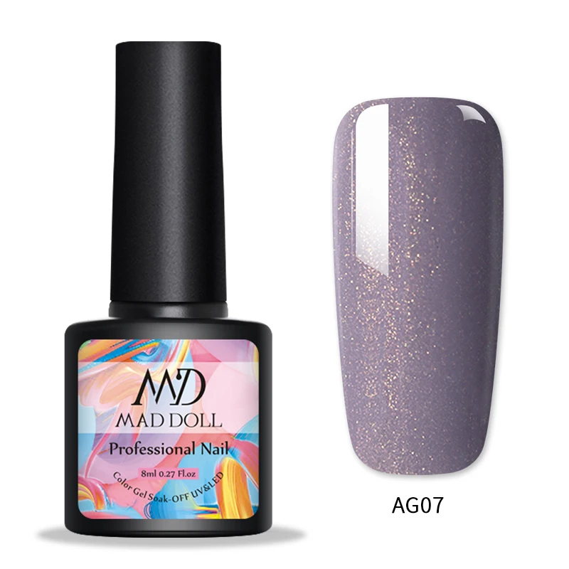 AG07 1 бутылка MAD DOLL Гель-лак для ногтей мерцающий отмачивающийся УФ-Гель-лак желтый осенне-зимняя серия стойкий УФ-Гель-лак для ногтей - Цвет: AG07