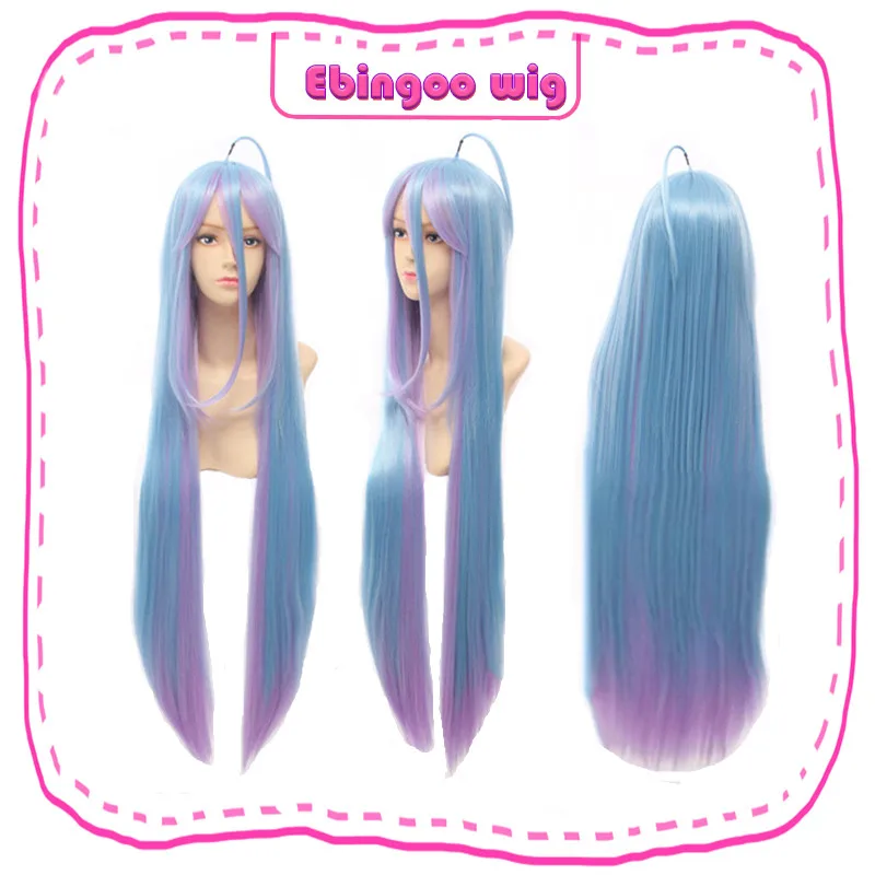 Ebingoo Hair cap+ No Game No Life Shiro натуральный длинный прямой 2 тона синий фиолетовый микс Синтетический Косплей парик для Хэллоуина - Цвет: DM1611018