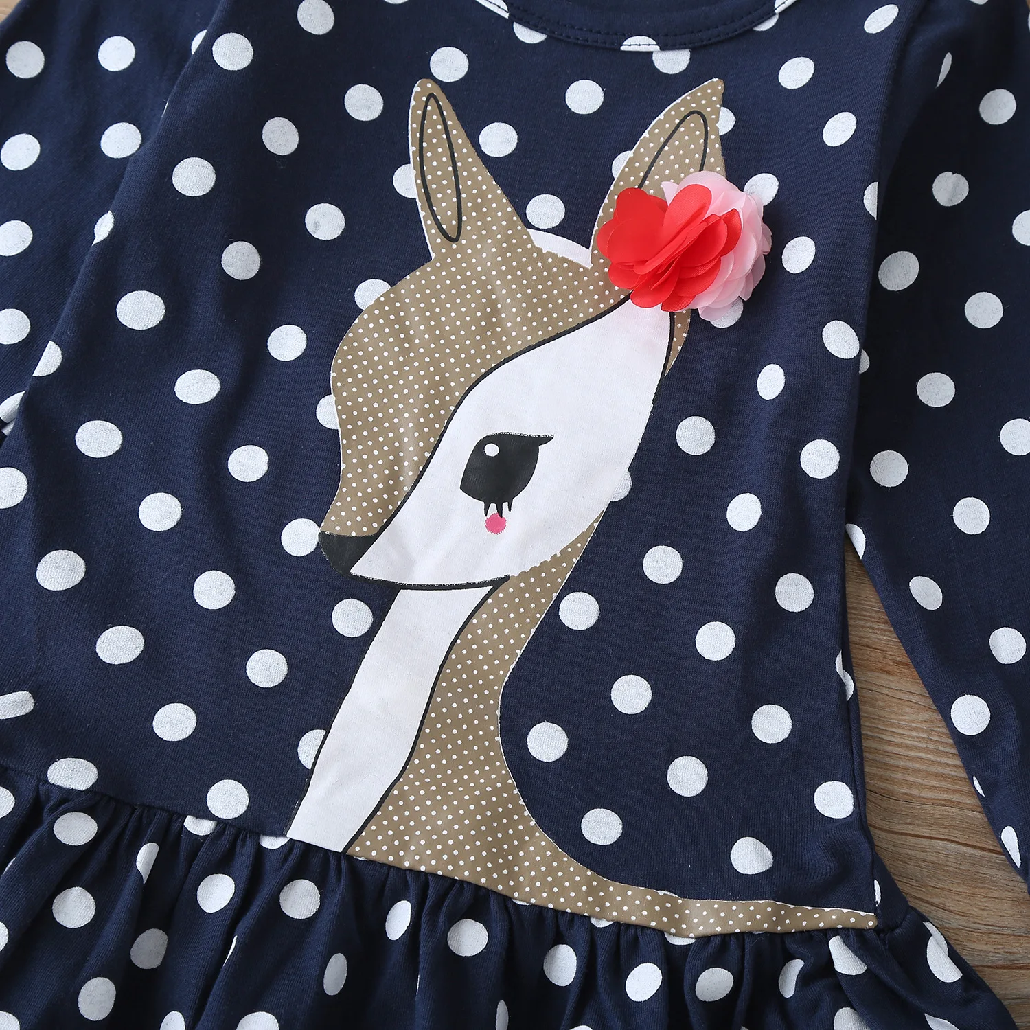 

Dvotinst Newborn Girls Christmas Winter Full Sleeves Dress Print Cartoon Dot Princess Fashion Skirt Clothing Clothes Outfits