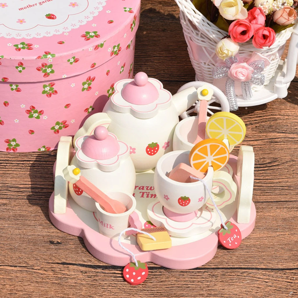 

Miniature Dolls House Strawberry Afternoon Tea Set Kid Pretend Play Game Toy