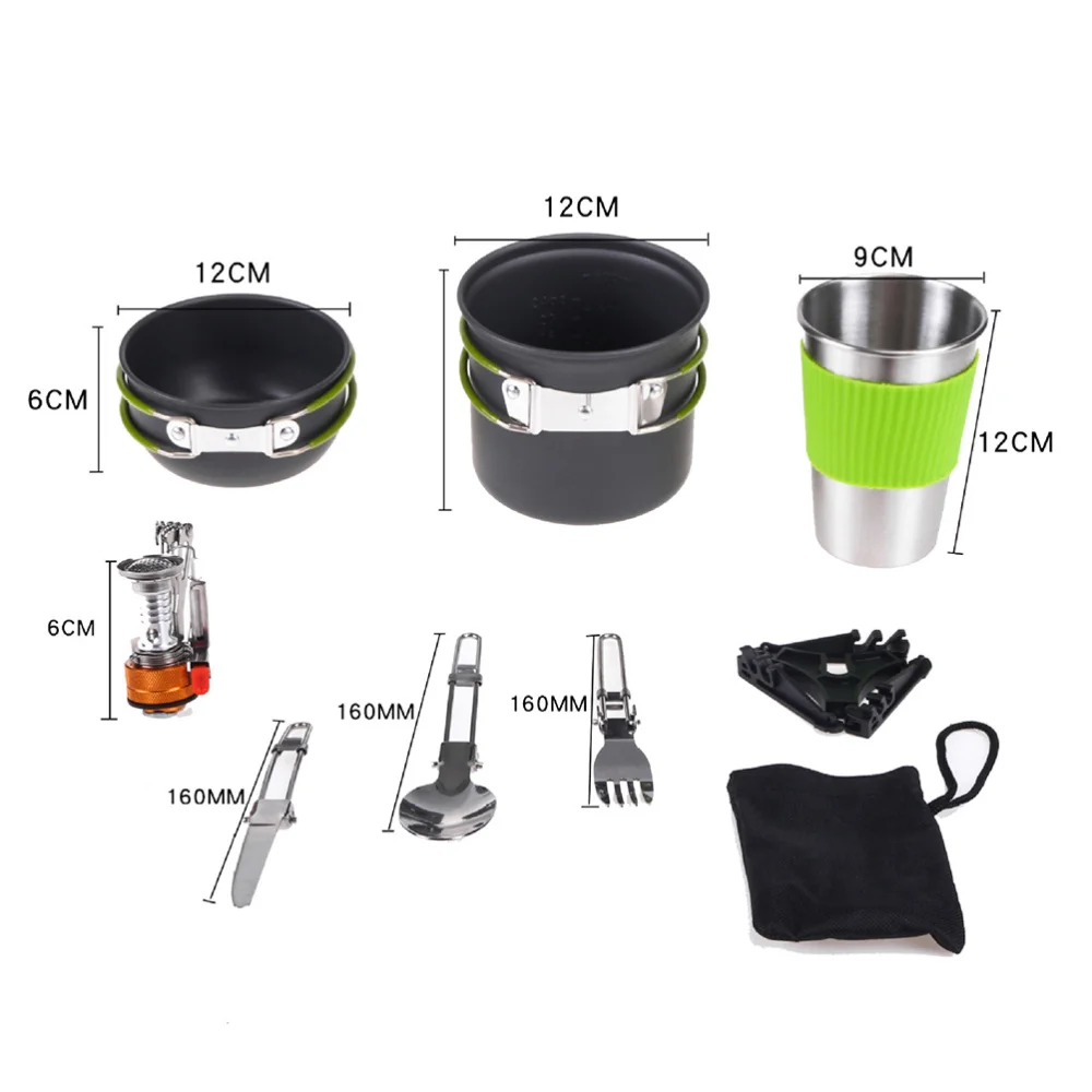 

1 Set of Durable and Protable Camping Set Pot Portable Picnic Ccooker Set(Grey)