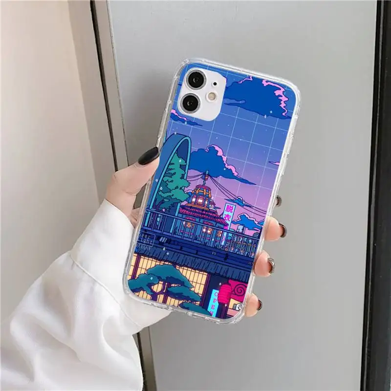 

Wave Art Cool animation Phone Case Transparent soft For iphone 5 5s 5c se 6 6s 7 8 11 12 plus mini x xs xr pro max