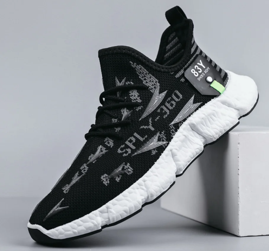 

Spring New Casual Lace-up Comfortable Sports Men Breathable Gym Fly Running Mesh Fashion Shoes Sneakers