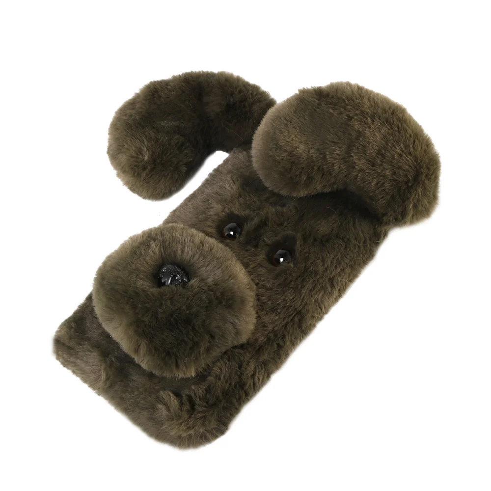 Мягкий плюшевый чехол для телефона с рисунком собаки милый Модный зимний