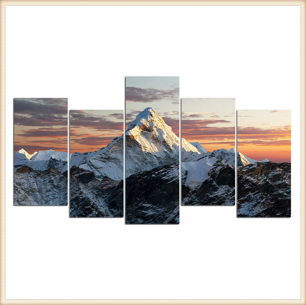 

HD 5 Pieces Scenic Snow-capped and Lakes Pictures Posters Wall Art Home Decor for Living Room Painting Wall Art Anime Poster