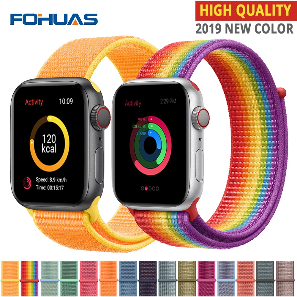 Новая высококачественная нейлоновая Спортивная петля для Apple Watch band Series 4 3 2 1 мягкий дышащий тканый ремешок 44 мм iwatch 42 мм 38