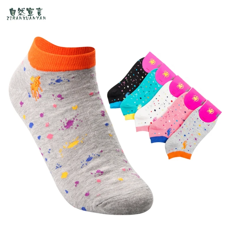 Модные хлопковые носки с принтом для отдыха летние женские короткие логотипом и