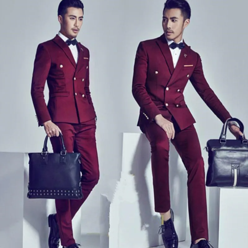 

MyLoddy New Design Double Breasted Groom Tuxedos Slim Fit Mens Wedding Suit 2 Pieces Of Mens Suit (Jacket+Pants)