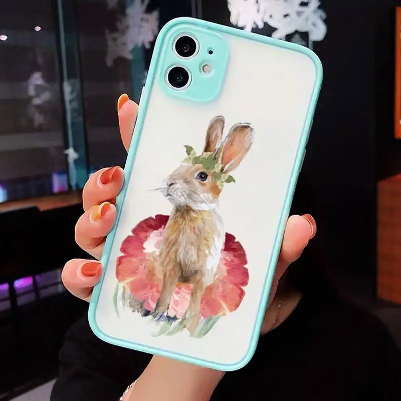 

cute animal rabbit Phone Cases matte transparent For iphone 7 8 11 12 plus mini x xs xr pro max cover