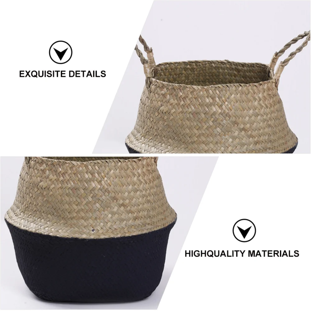 

1Pc Practical Pastoral Style Basket Hand-woven Grass Home Portable Flower Basket