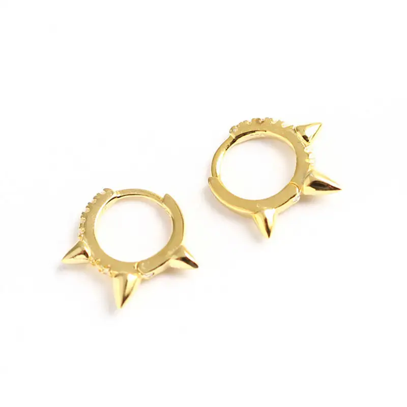 Real 925 Sterling Silver Cubic Zirconia In Small Hoop Earring With Three Corners Fashion Fine Minimalist Jewelry For Women Cheap | Украшения