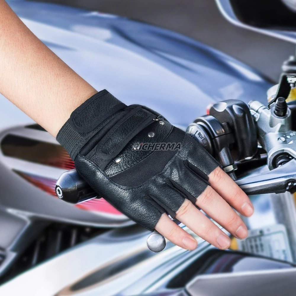 Женские Мотоциклетные Перчатки Goth кожаные перчатки без пальцев Нескользящие