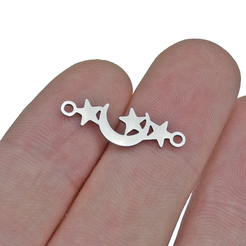 5 шт./лот соединители для браслетов из нержавеющей стали в виде Луны и звезды