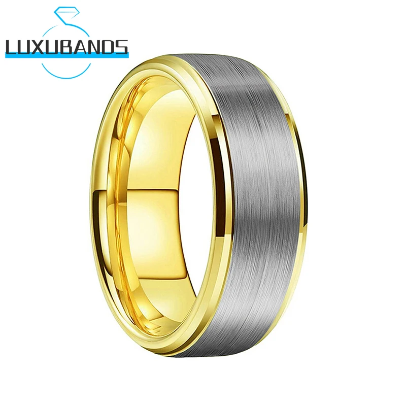 

Обручальные кольца 8 мм, мужские, золотые, вольфрамовые, со скошенными краями