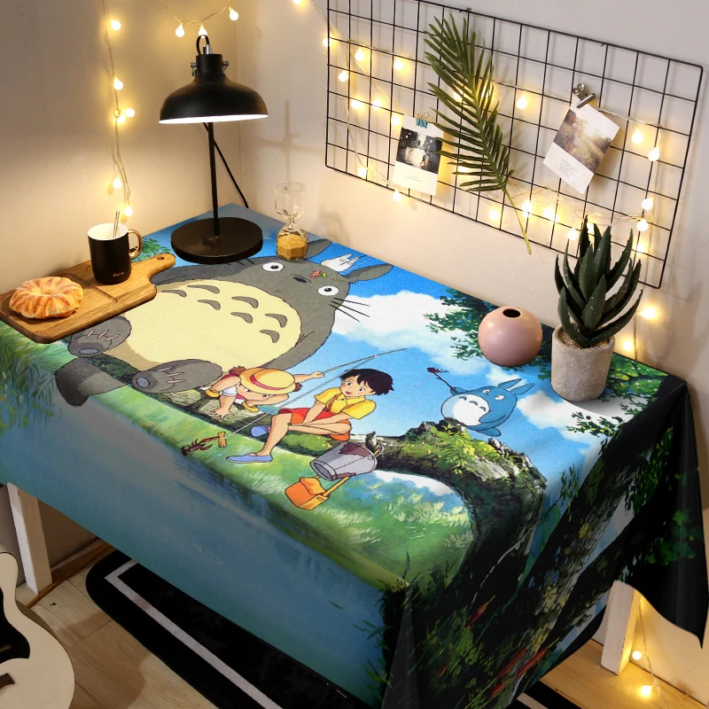 Мультяшная скатерть с принтом Тоторо в японском стиле Полиэстеровая