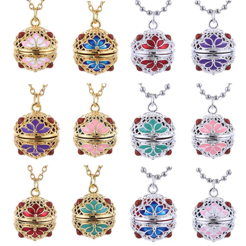 Новый ароматерапия клетка Золотой Винтаж картина маслом диффузор ожерелье