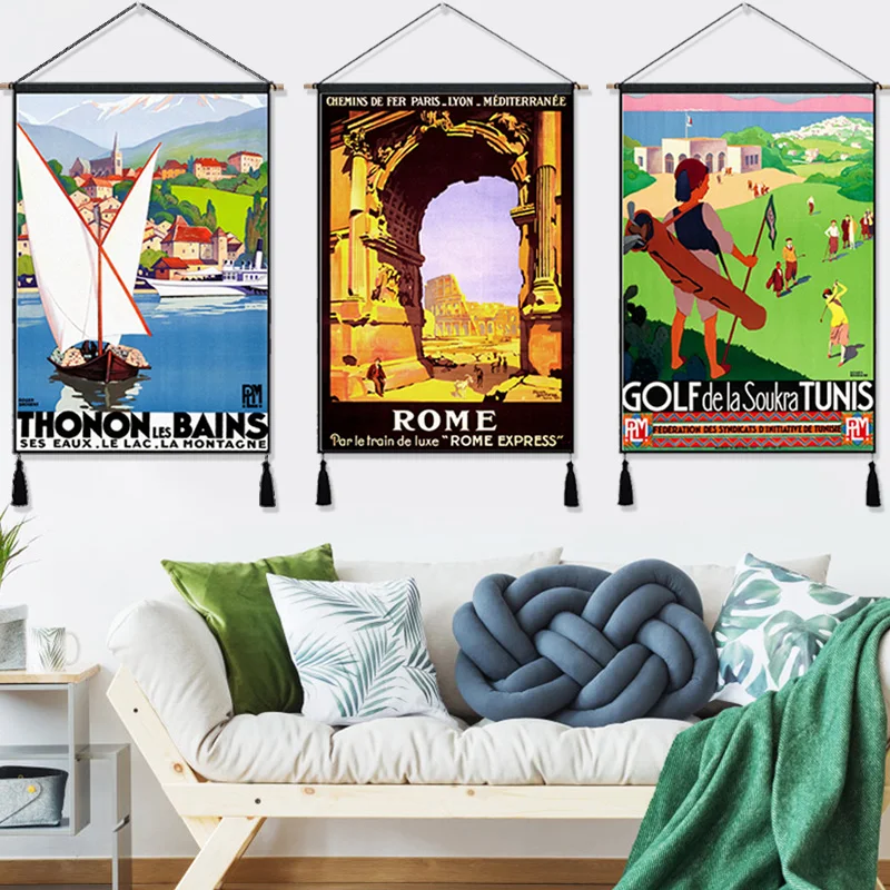 Винтажная подвесная ткань для путешествий на французском альпе постеры с