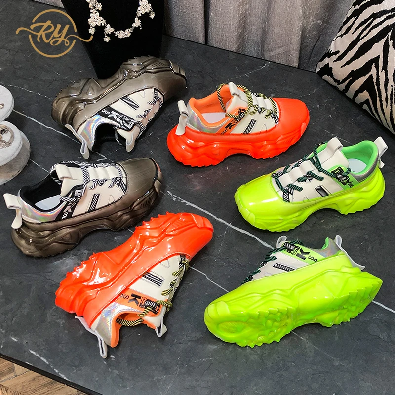 Женские Дизайнерские кроссовки на платформе модные роскошные из натуральной