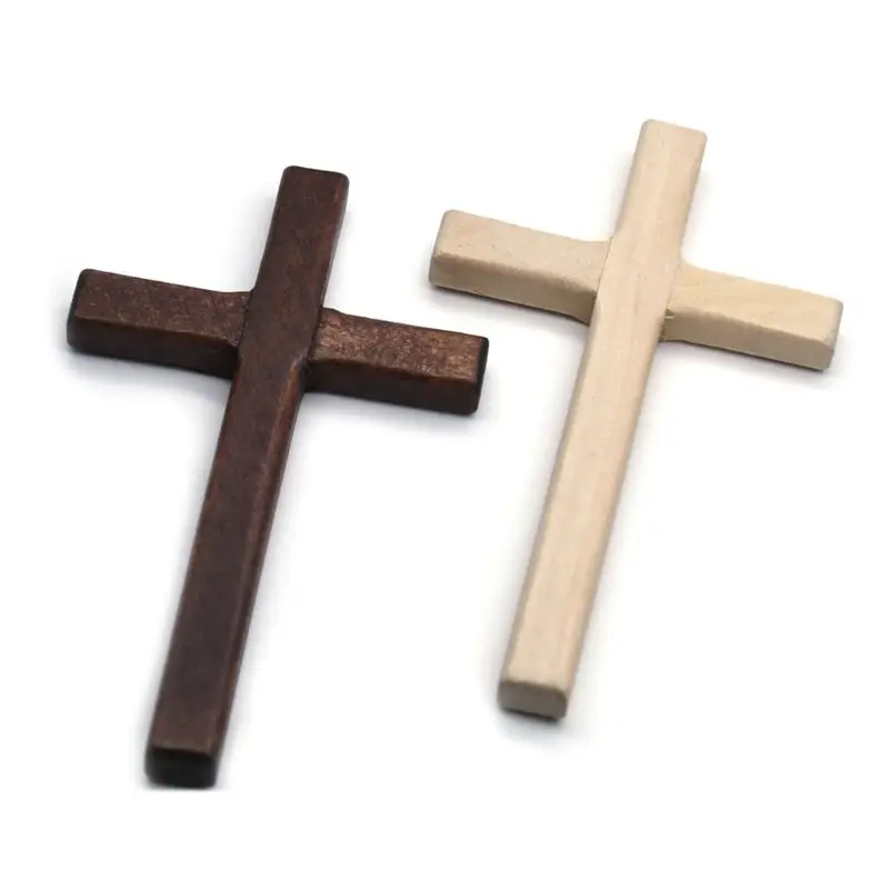 2pcs Jesus Christ Ornaments Religious Charm Necklace Pendant Making Handmade Wooden Crosses Crucifix | Wall