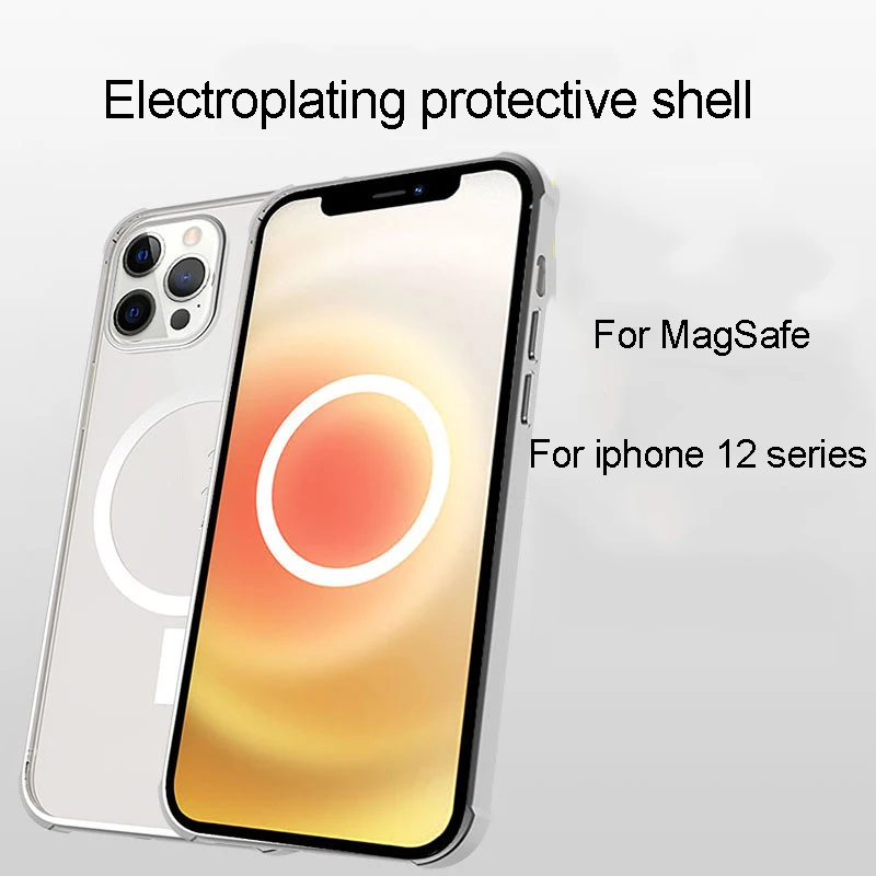 

Magnetic Mobile Phone Case For iPhone 12Pro MagSafe Electroplating Anti-Fall Airbag Pop-Up Animated Transparent Protective Cover