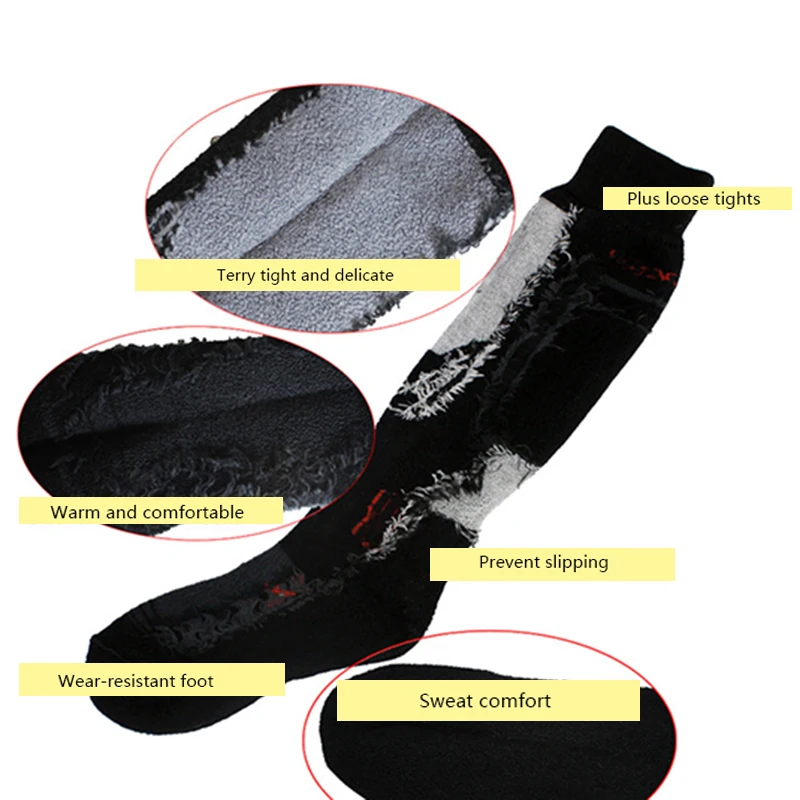 Зимние теплые мужские лыжные термоноски толстые хлопковые спортивные носки для