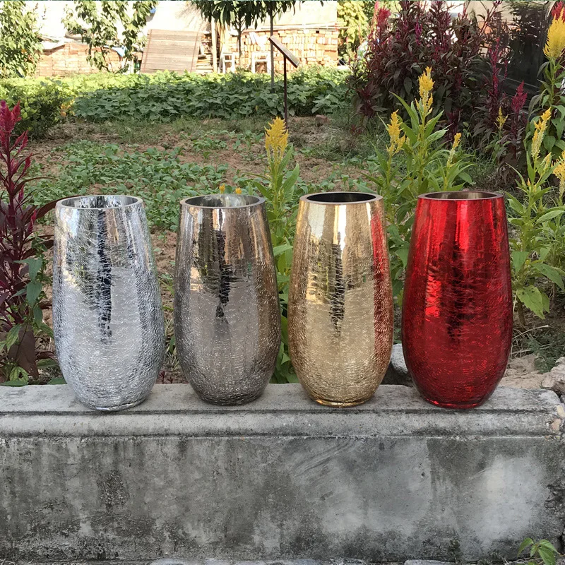 Стеклянная ваза гальваническое покрытие Золотая стеклянные вазы для цветов