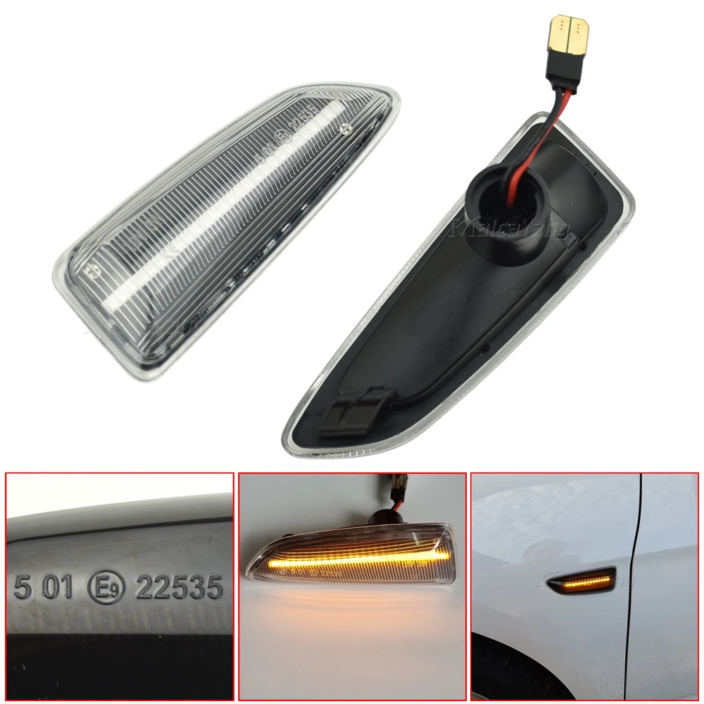 2 шт. светодиодный динамический течет поворотов боковые габаритные светильник