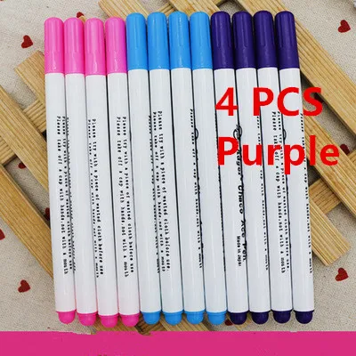 4Pcs Purple Швейные аксессуары 4 шт. воды стирающиеся Ручки Маркеры для ткани растворимых Вышивка крестом меловой инструмент карандаш Лоскутная рукоделие - Цвет: 4Pcs Purple
