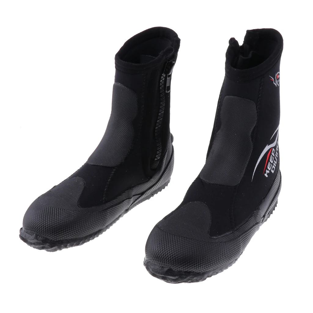 

Wetsuits Premium Neoprene 5mm Hi Top Zipper Boot Water Shoes Super Stretch & Keep Warm for Scuba Diving Surfing, Snorkeling