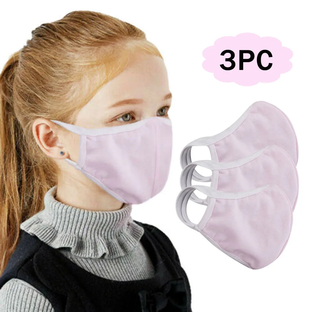 

3 шт., Детская Хлопковая маска для лица из мягкой моющейся ткани