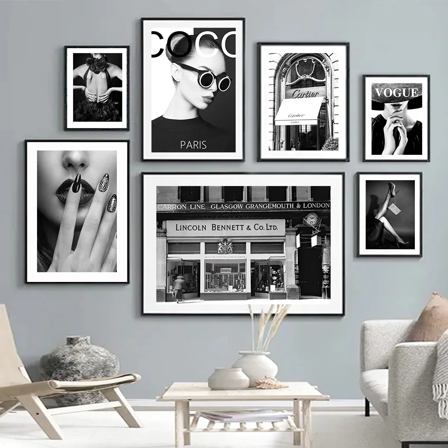 

Fashion Girl Nail Lip Luxury Store Nordic Posters And Prints Black White Art Canvas Painting Wall Pictures For Living Room Decor