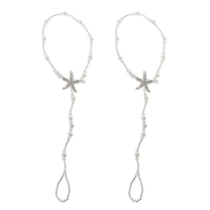 2 шт. жемчужный ножной браслет Пляжная Свадебная бижутерия для ног Сандалеты с