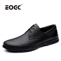 natural leather men casual shoes quality comfort lace up flats shoes men outdoor waterproof rubber sole driving shoes