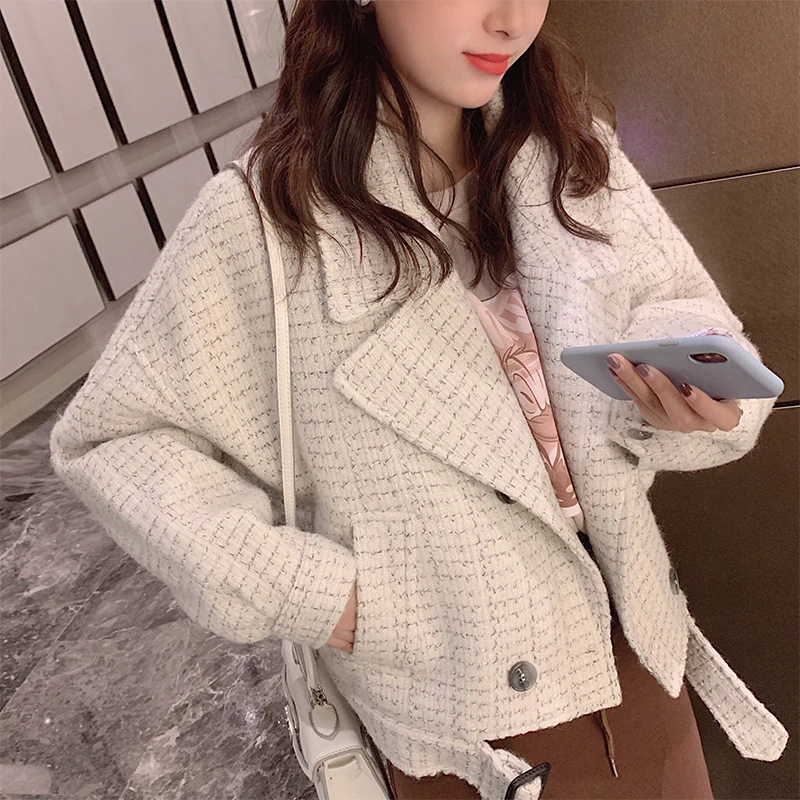 MISHOW Для женщин шерстяная куртка зима-осень Женская Kawaii для девочек короткие