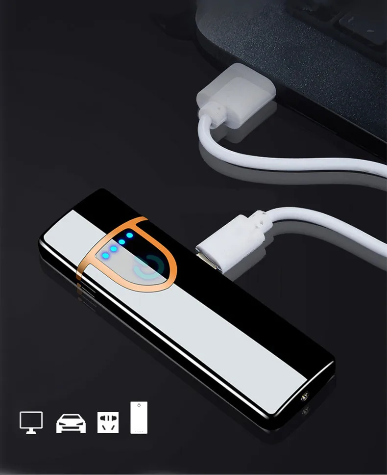 Usb зарядка Электронная Зажигалка Ветрозащитная тонкая мужская индивидуальная Женская электрическая нагревательная цветная сигарета зажигалка