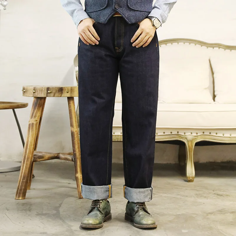 

DN-0006 Size 28-42 Read Description! 12oz JAPAN Raw Indigo Selvage Washed Loose Fitting Denim Pants Sanforised Raw Denim Jean