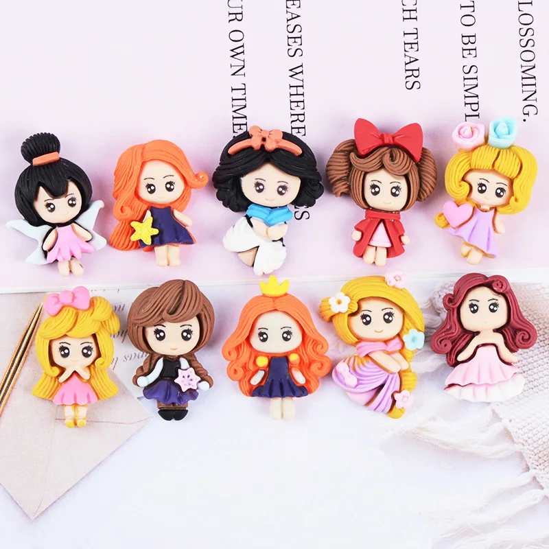 10 шт. Kawaii принцессы из мультфильма для девочек С плоской задней частью кабошоны