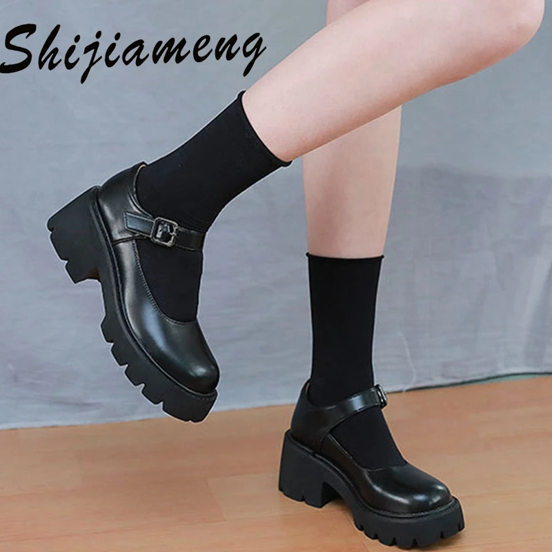 

Japanese Mary Jane female summer thin section 2021 new gentle thick-soled thick-heeled small leather shoes retro British style