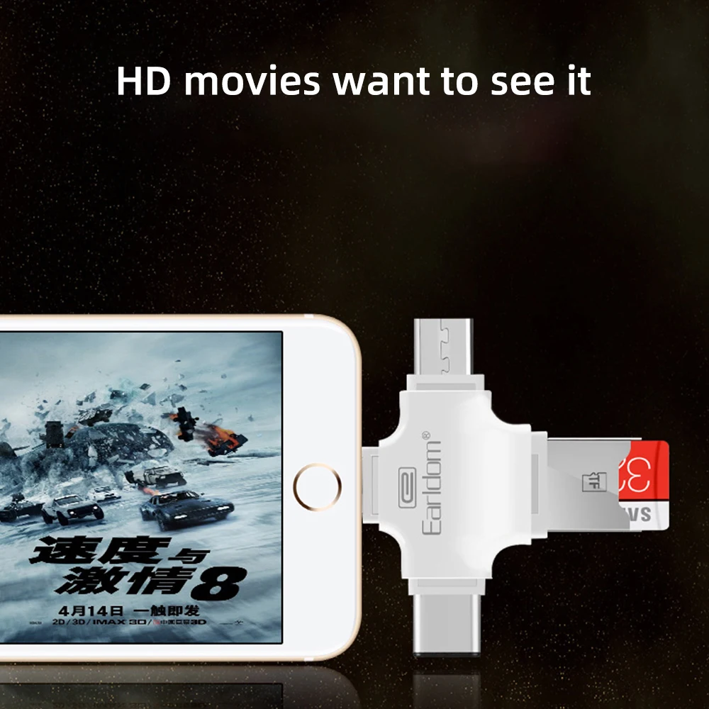 FDBRO 4 в 1 type c/Micro USB/USB 2 0 считыватель карт памяти Micro SD кардридер android otg ридер для iphone 7
