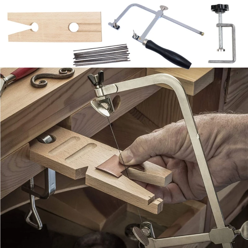 

1 Set 3-in-1 Professional Jeweler's Saw Set Jewelry Tools Saw Frame 144 Blades Wooden Pin Clamp Wood Metal Jewelry Toos