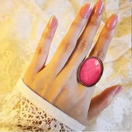 Винтажные розовые и белые стразы с большим опалом овальные свадебные кольца на