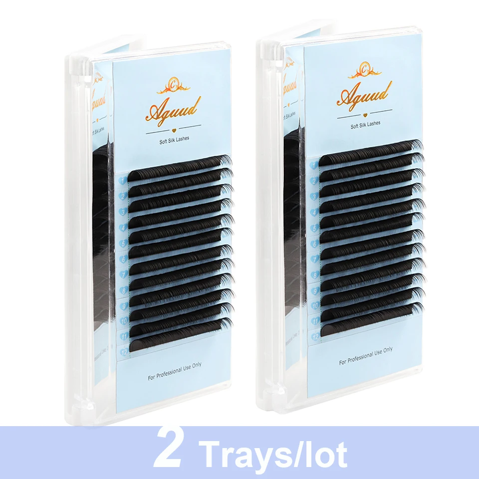 

AGUUD 2cases Faux Lash Individual Eyelash Extension Mink Professional Soft Natural Eyelash Extension Silk Russian Volume Eyelash