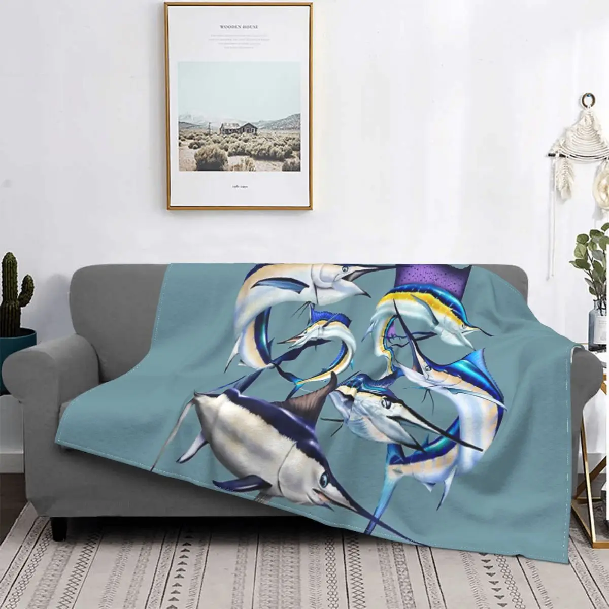 

Pacific Billfish-Manta de Slam, colcha para cama a quadros, manta Kawaii, 135